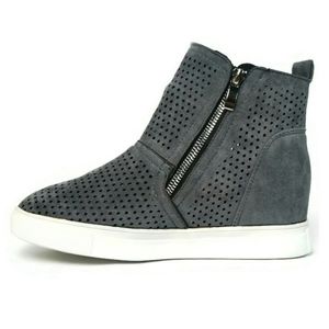 Perforated Hidden Wedge Platform High Top Sneakers